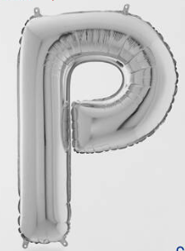 P Foil Balloon - 101cm Silver (Betallic)