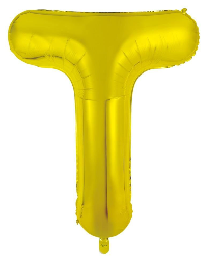 T Foil Balloon - 86cm Gold (Decrotex)